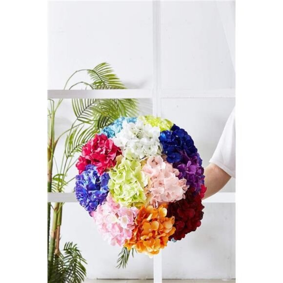 Silk Flower White 10 Heads Artificial Hydrangea Silk Flowers Head - White - Picture 5 of 5